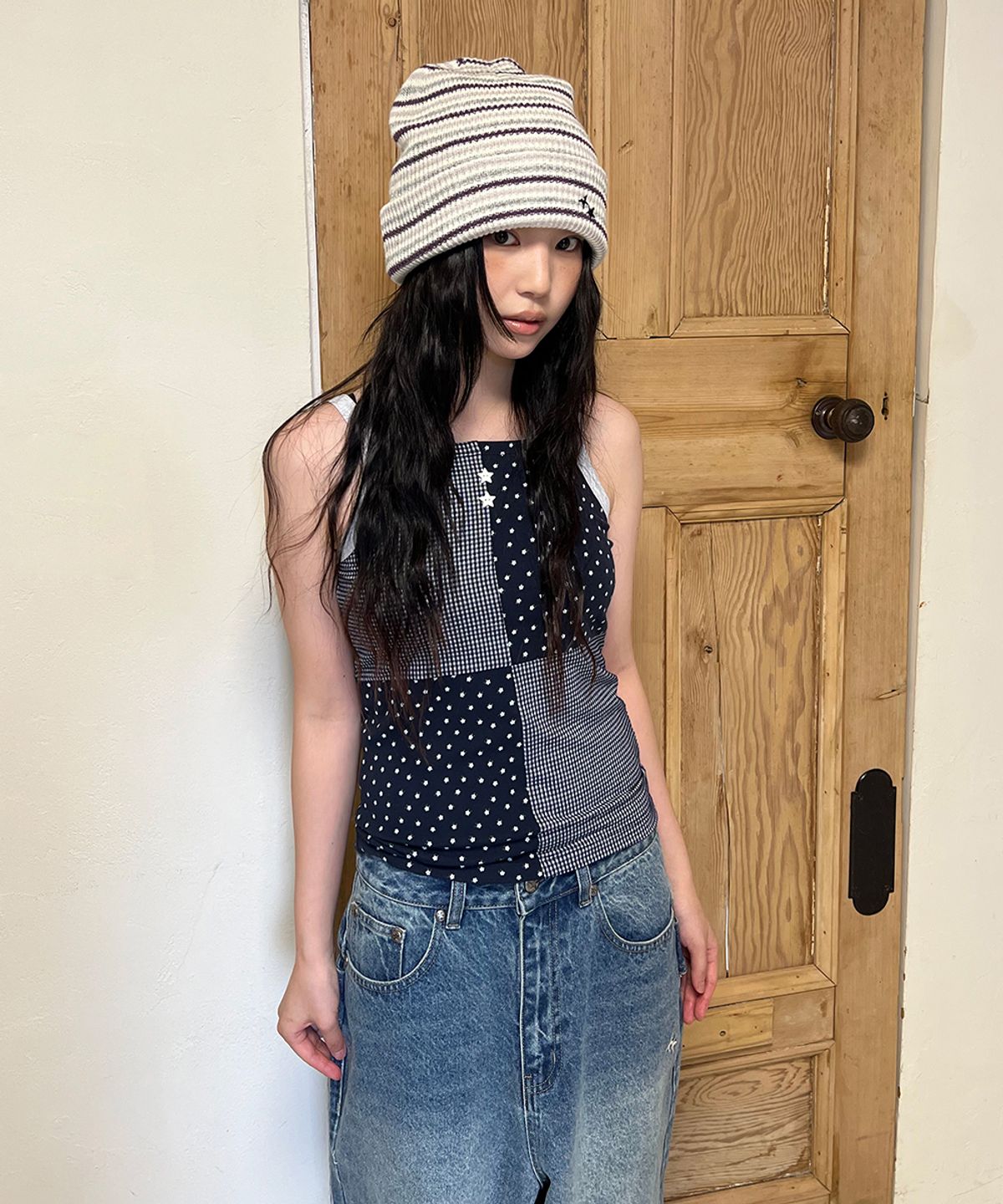 카비시(CAVISH) MIX PATCH SLEEVELESS NAVY(CV2GMFT580A)