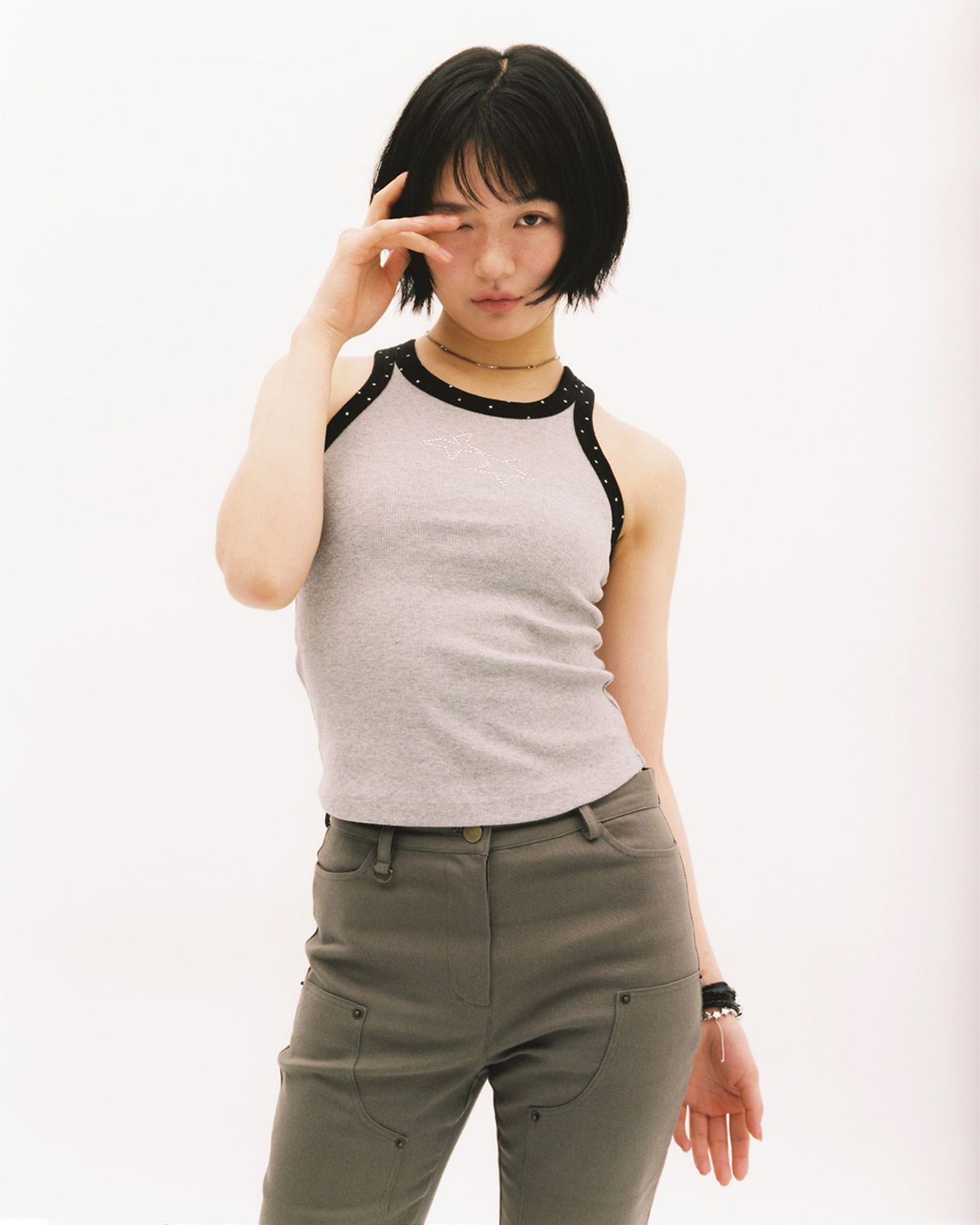 카비시(CAVISH) TWIN STAR SLEEVELESS TOP GREY(CV2GMFT582A)