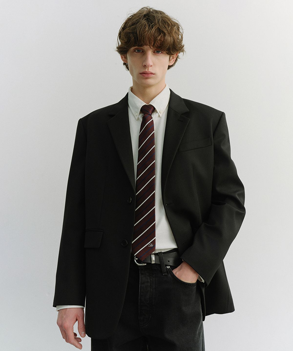 던스트 포 맨(DUNST FOR MEN) STRIPED TIE_UDNE6E101_BURGUNDY