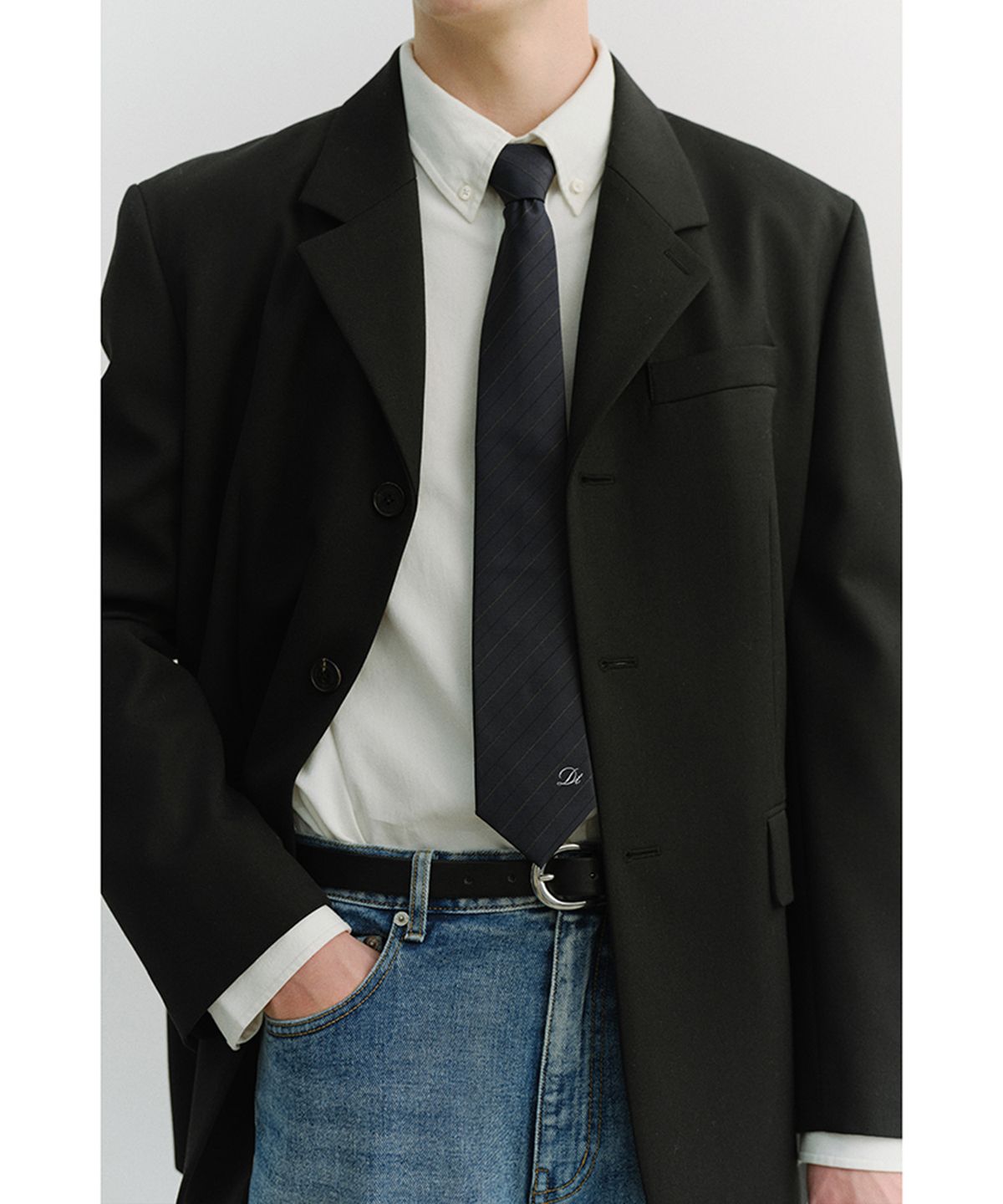 던스트 포 맨(DUNST FOR MEN) STRIPED TIE_UDNE6E101_NAVY