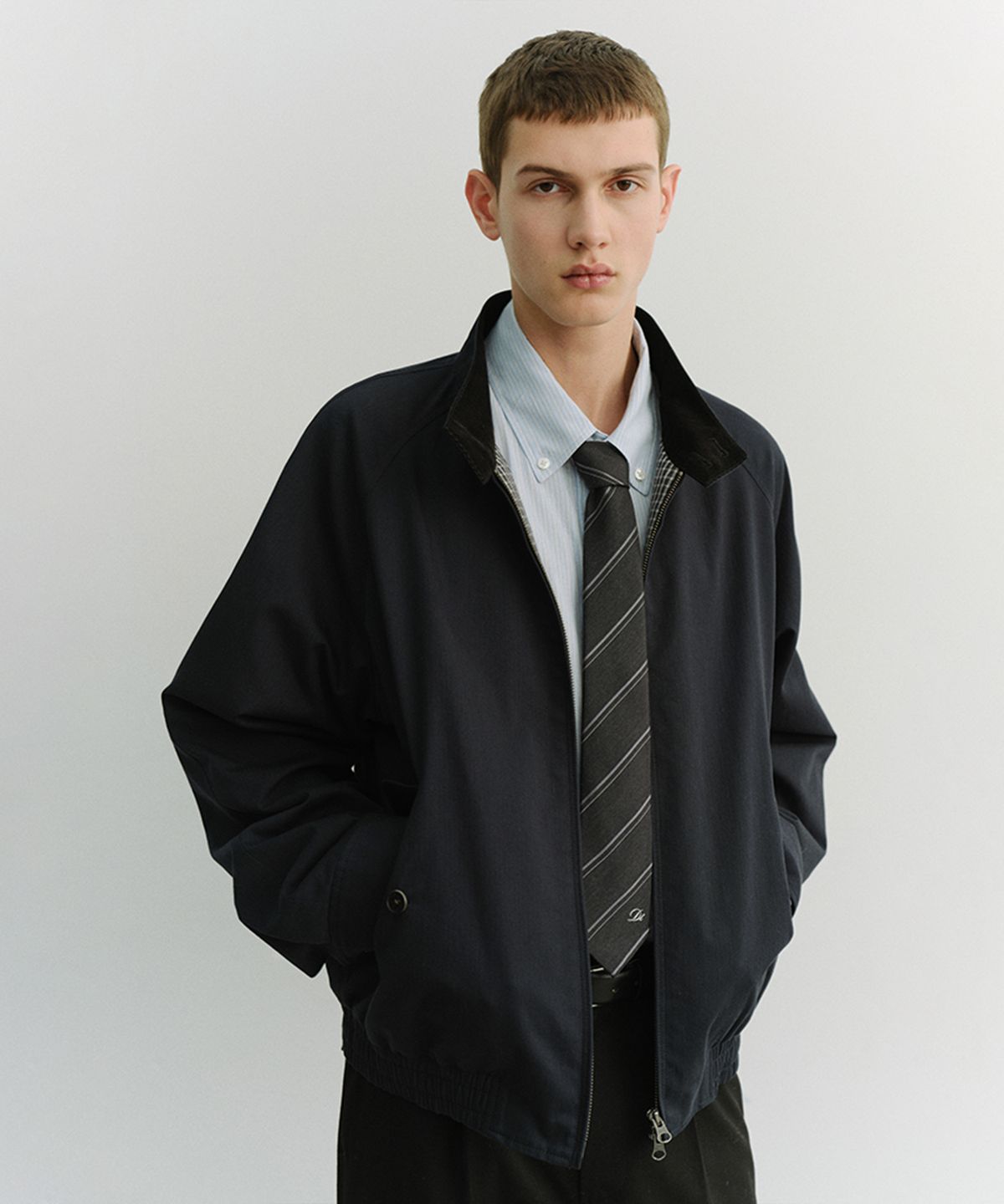 던스트 포 맨(DUNST FOR MEN) STRIPED TIE_UDNE6E101_CHARCOAL GREY