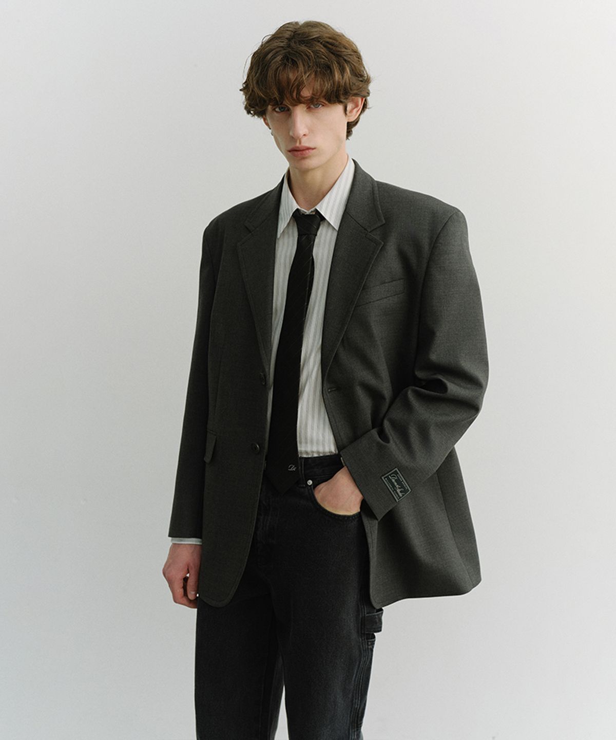 던스트 포 맨(DUNST FOR MEN) STRIPED TIE_UDNE6E101_BLACK