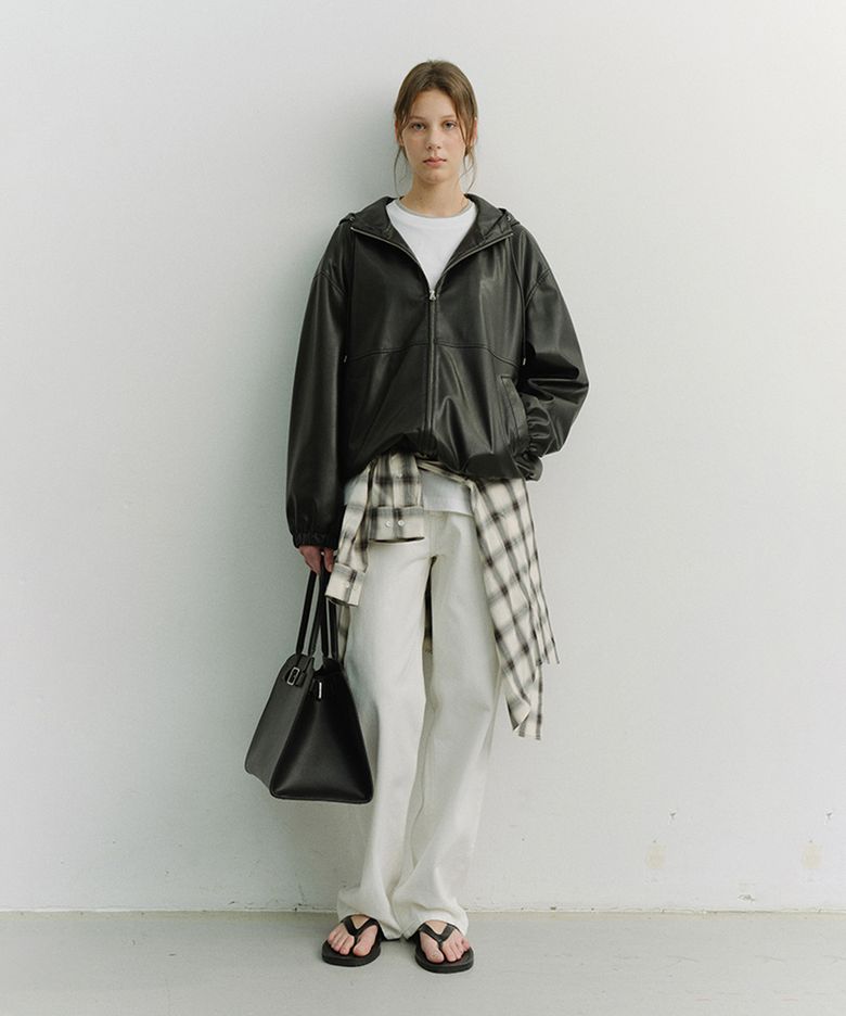 UNISEX ALTER-LEATHER WINDBREAKER_UDJU6A101_BLACK