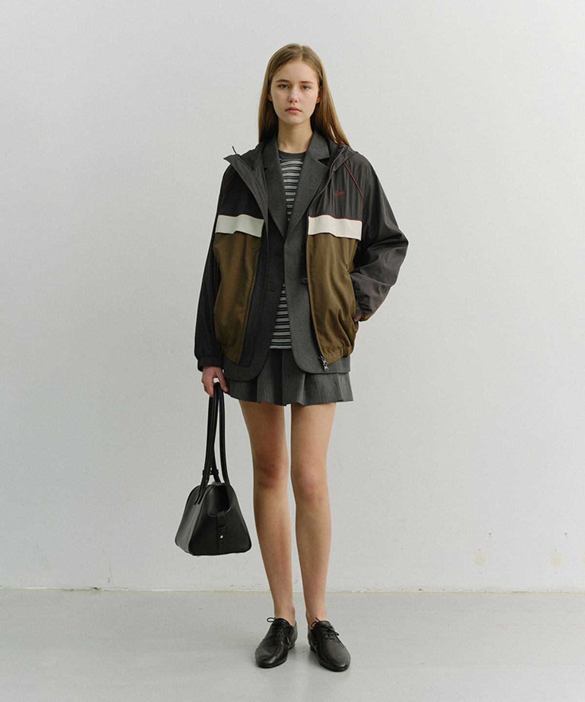 던스트(DUNST) UNISEX BLOCKED WINDBREAKER_UDJU6A110_CHARCOAL GREY