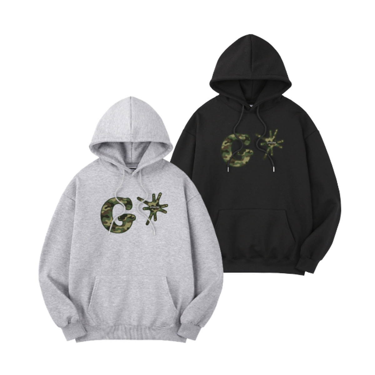 그루브스텝(GROOVESTEP) [2PACK] 밀리터리 카모 G로고 프린팅 오버핏 후드 티셔츠 H0292
