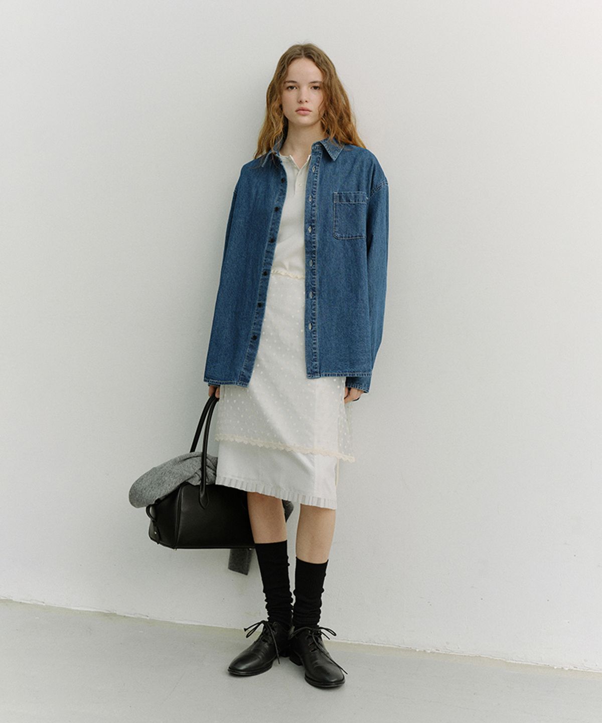 던스트(DUNST) UNISEX OVERSIZED DENIM SHIRT_UDSH6A102_CLASSIC BLUE