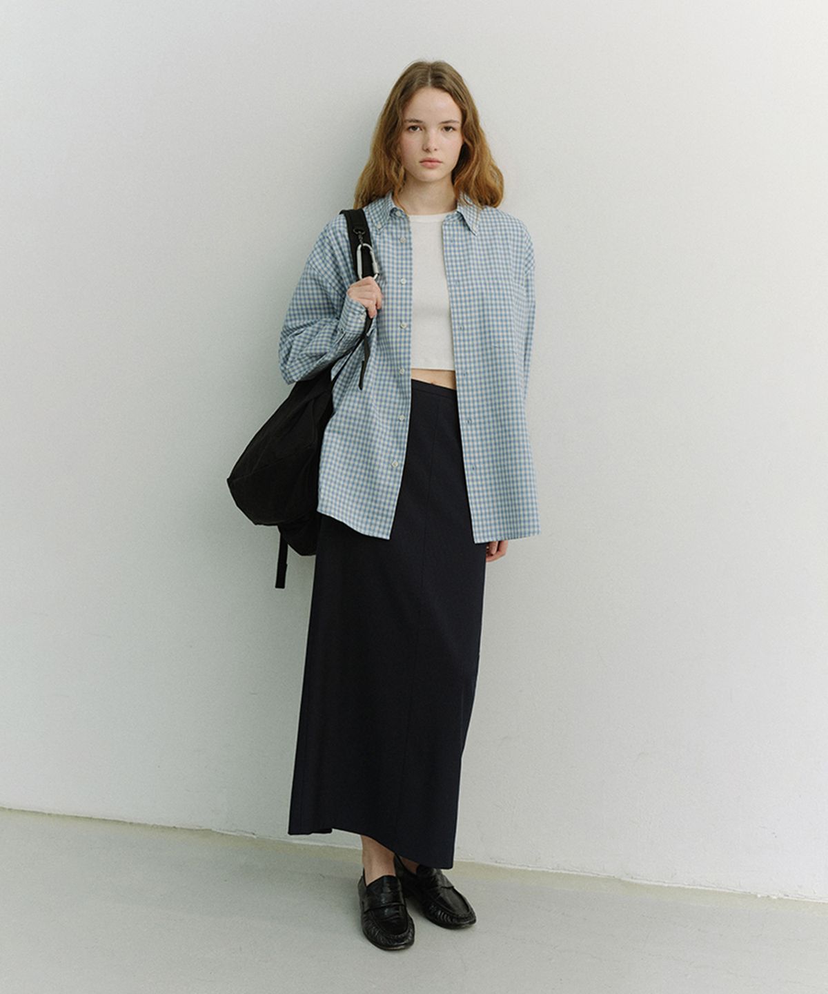 던스트(DUNST) UNISEX OVERSIZED BD CHECKED SHIRT_UDSH6A115_SOFT BLUE CHECK