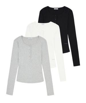 W 베이직 헨리넥 롱슬리브 (3colors)