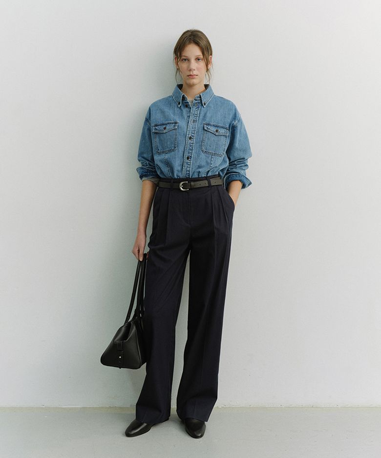 DOUBLE PLEATED CHINO SLACKS_UDPA6A224_NAVY