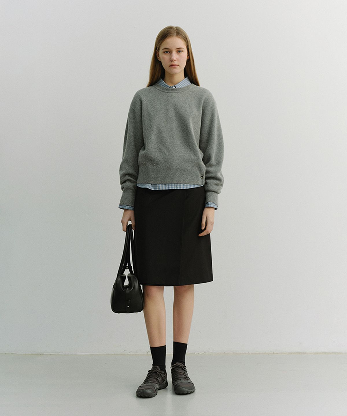 던스트(DUNST) PLEATS MIDI SKIRT_UDSK6A203_BLACK