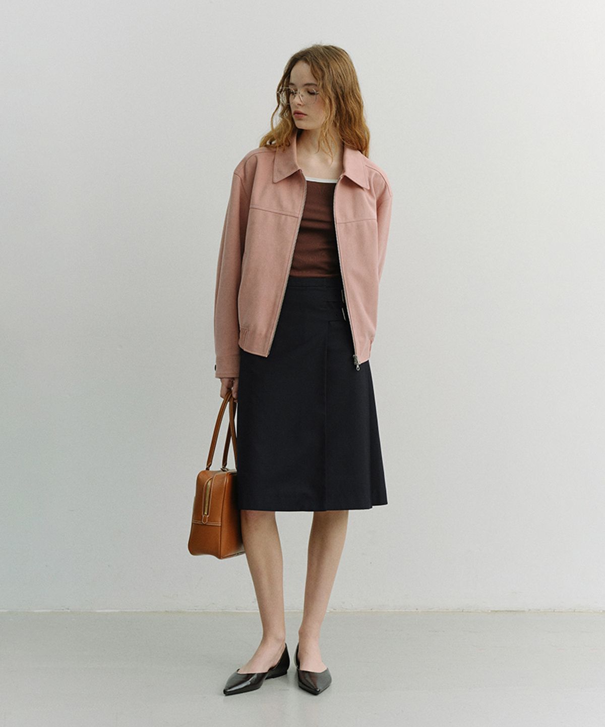 던스트(DUNST) PLEATS MIDI SKIRT_UDSK6A203_NAVY