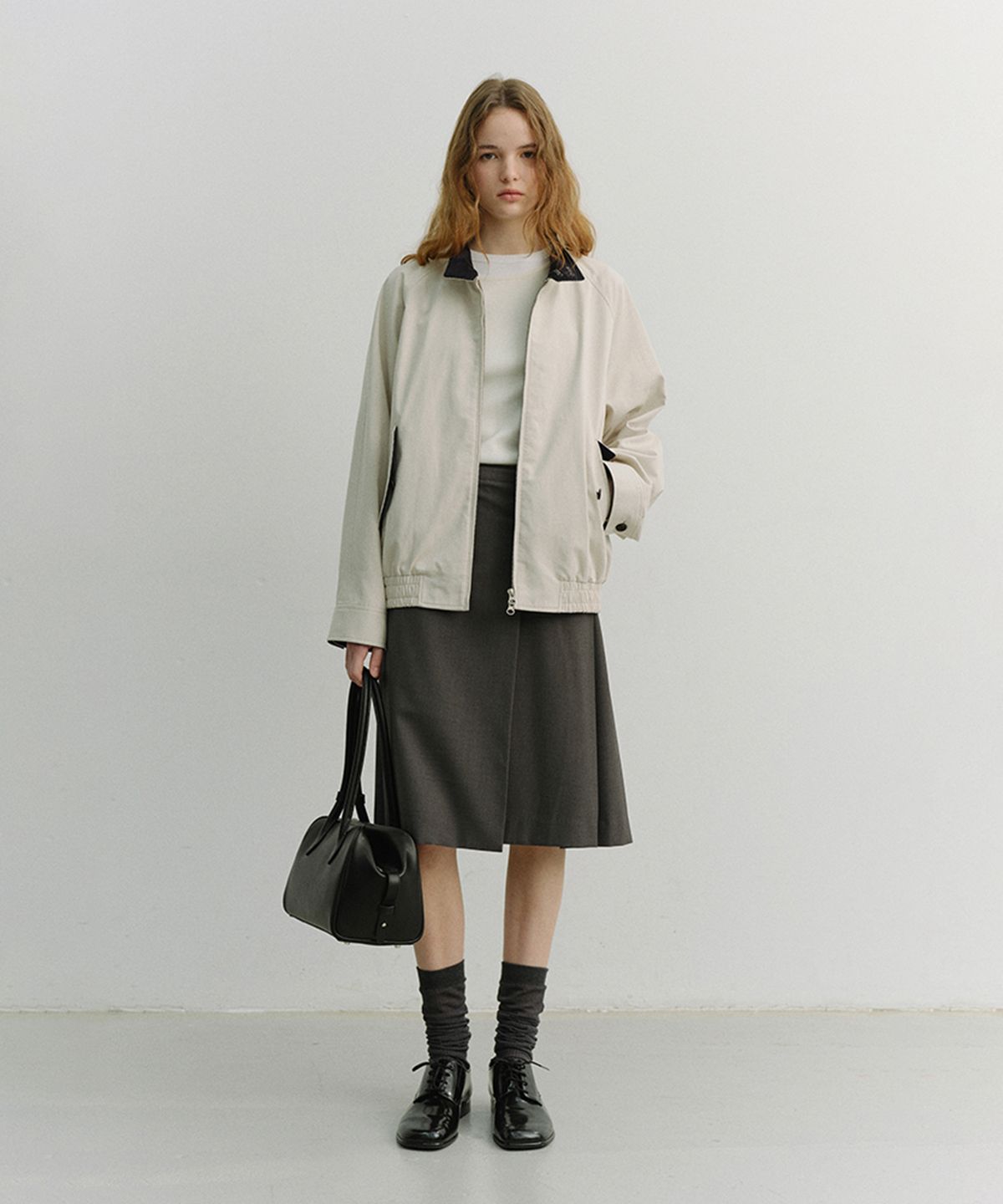 던스트(DUNST) PLEATS MIDI SKIRT_UDSK6A203_GREY