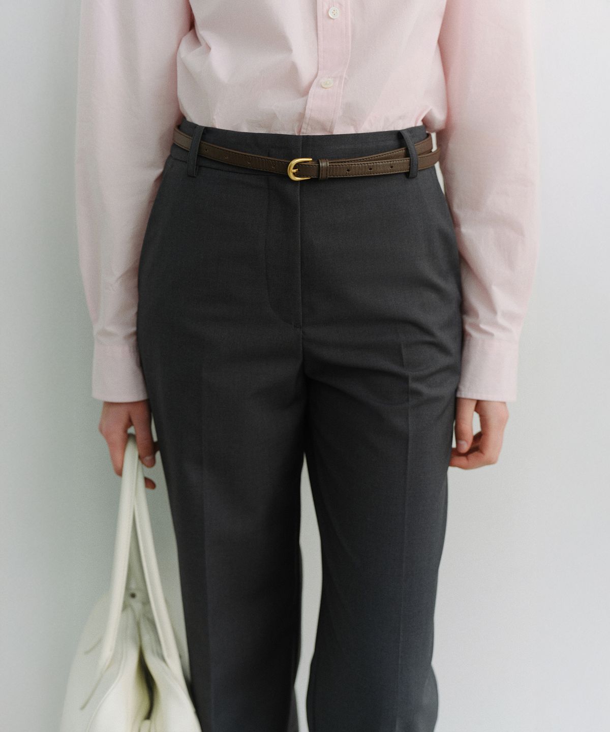 던스트(DUNST) D-BUCKLE THIN LEATHER BELT_UDBE6E207_ESPRESSO