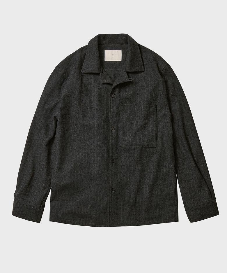 TY 포켓 셔츠 자켓, STRIPE CHARCOAL