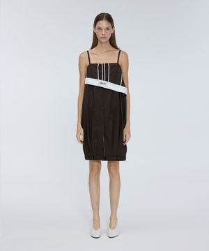 Diagonal reverse fly detail dress