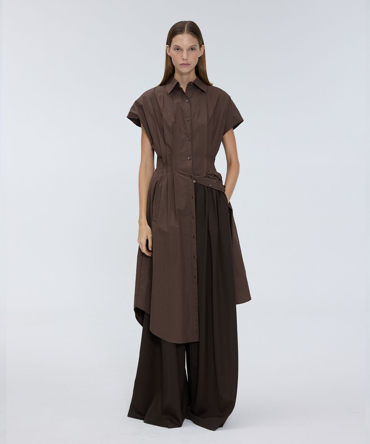 므아므(MMAM) Side pleated sleeveless shirt dress