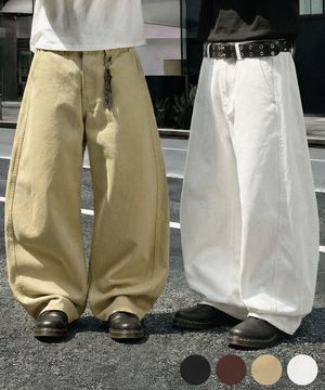커브드 사이드 패널 코튼 팬츠[4COLORS]