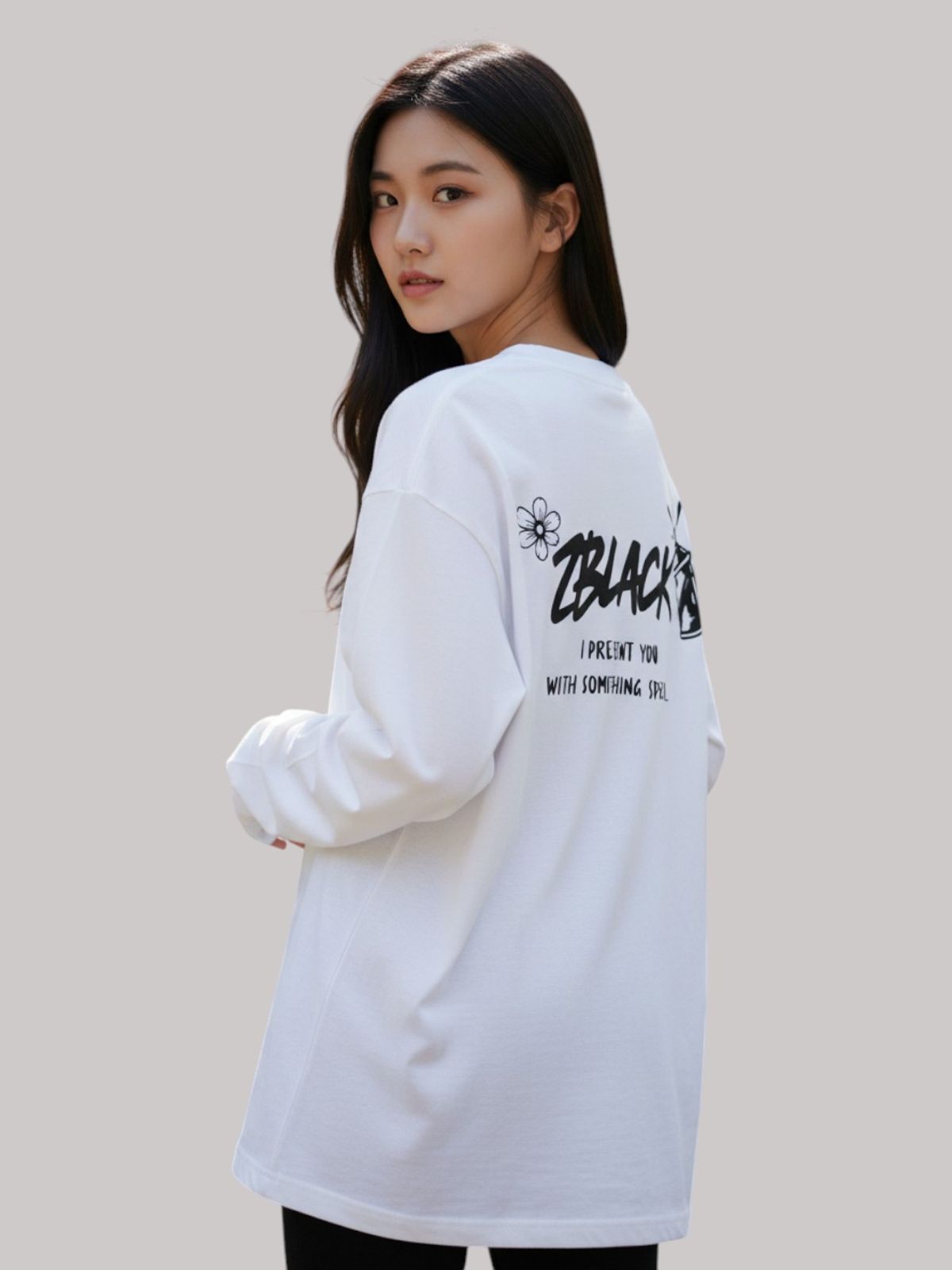 지블랙(ZBLACK) 스프레이 그래피티  롱슬리브(WHITE)