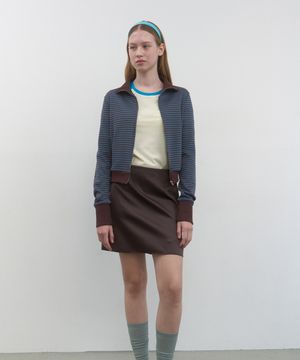 STRIPE SLIM ZIP-UP_BLUE