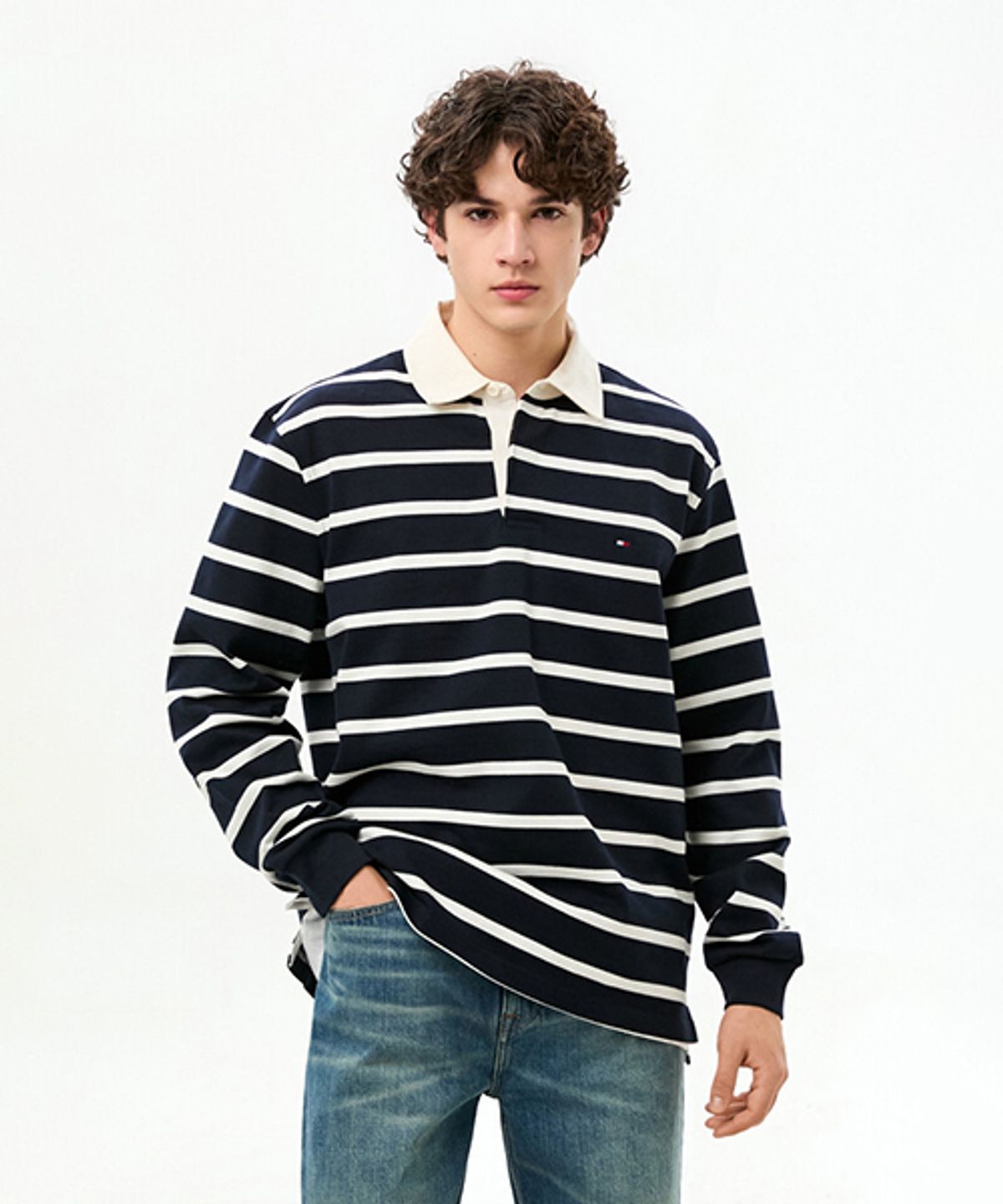 타미힐피거(TOMMY HILFIGER) 에센셜 스트라이프 럭비 티셔츠 (T12G0TKT310MT10A4)