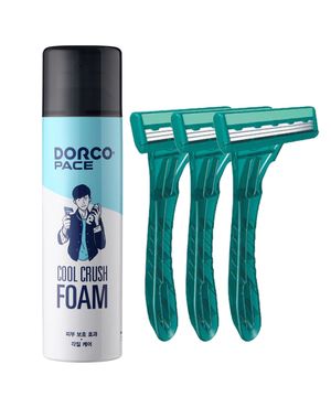 쿨크러쉬 쉐이빙폼 250ml+ touch3 면도기 3개