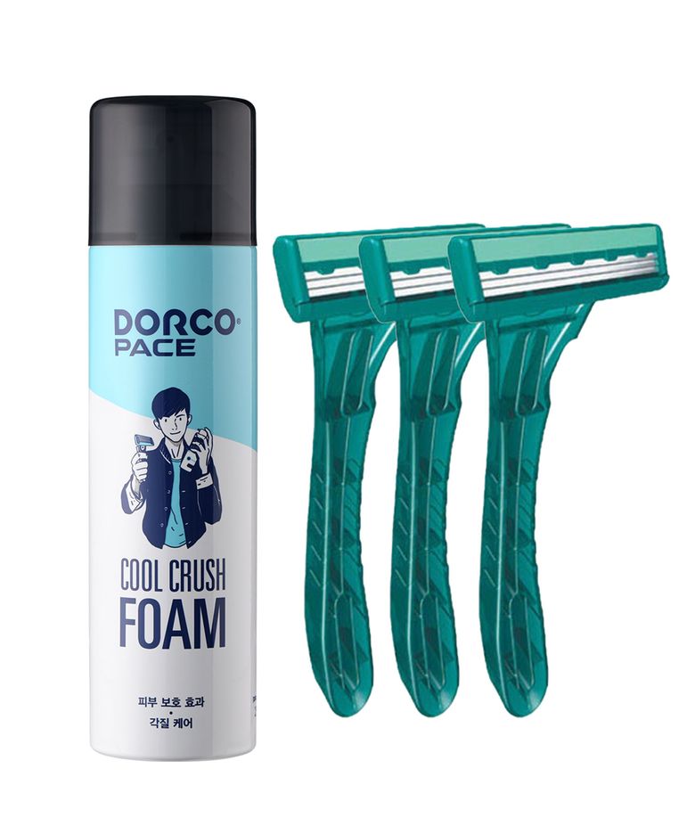 쿨크러쉬 쉐이빙폼 250ml+ touch3 면도기 3개
