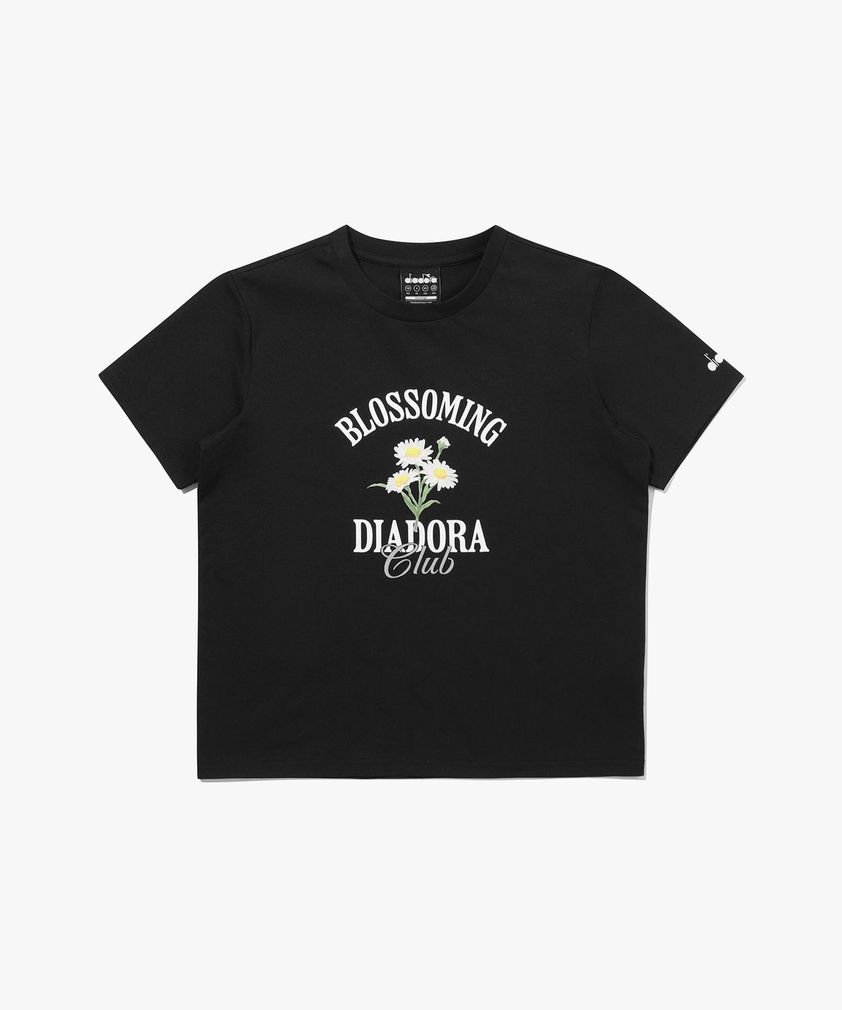 디아도라(diadora) 에어텍스 블루밍 반팔 티셔츠 우먼 BLACK