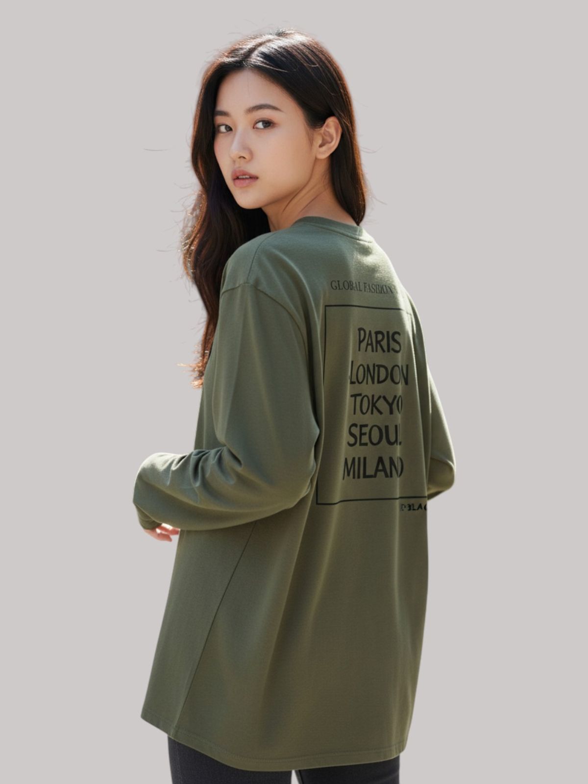 지블랙(ZBLACK) 패션위크 CITY  롱슬리브(KHAKI-BLACK PRINT)