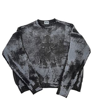 Dirty Painting Grunge Cross Knit ((darkgray*black))