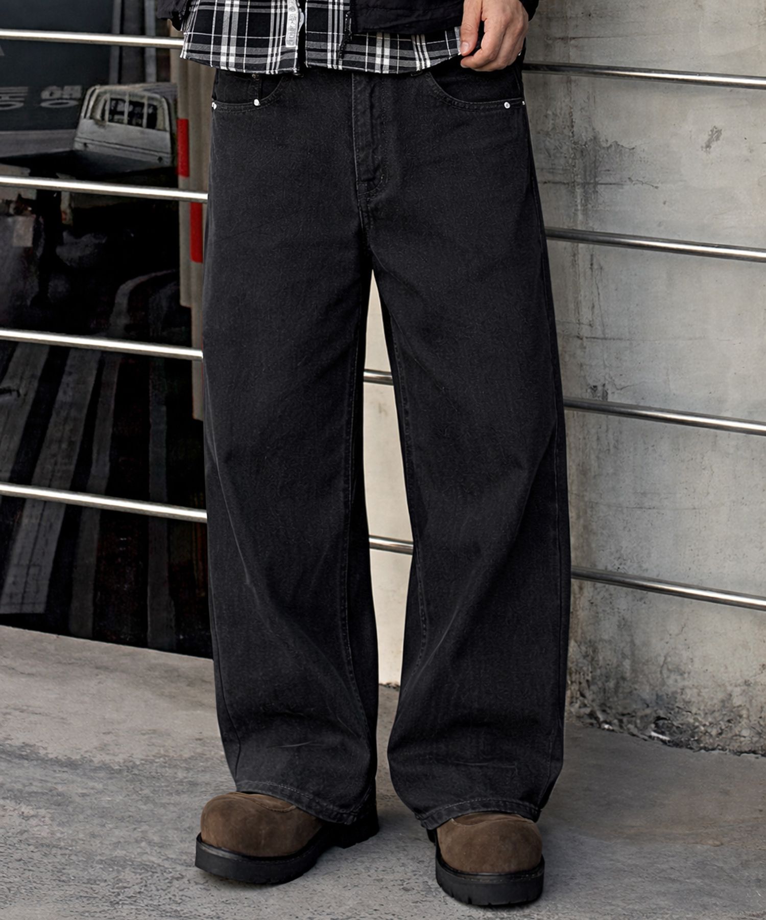 デニムパンツ DAMAGE LOOSE FIT DENIM ”BLK'
