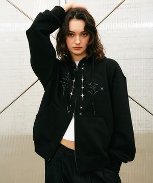 스터닝 후드 집업 블랙