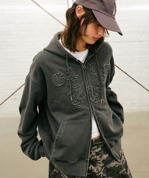 퍼스트 피그먼트 후드 집업 차콜