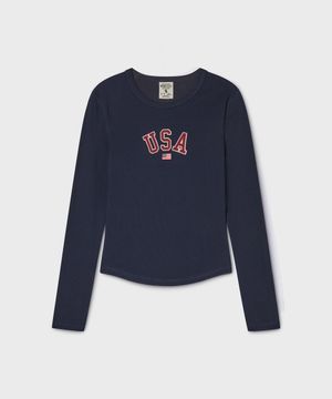 USA Ribbed Crew-neck T-shirt / WHLAG2292F