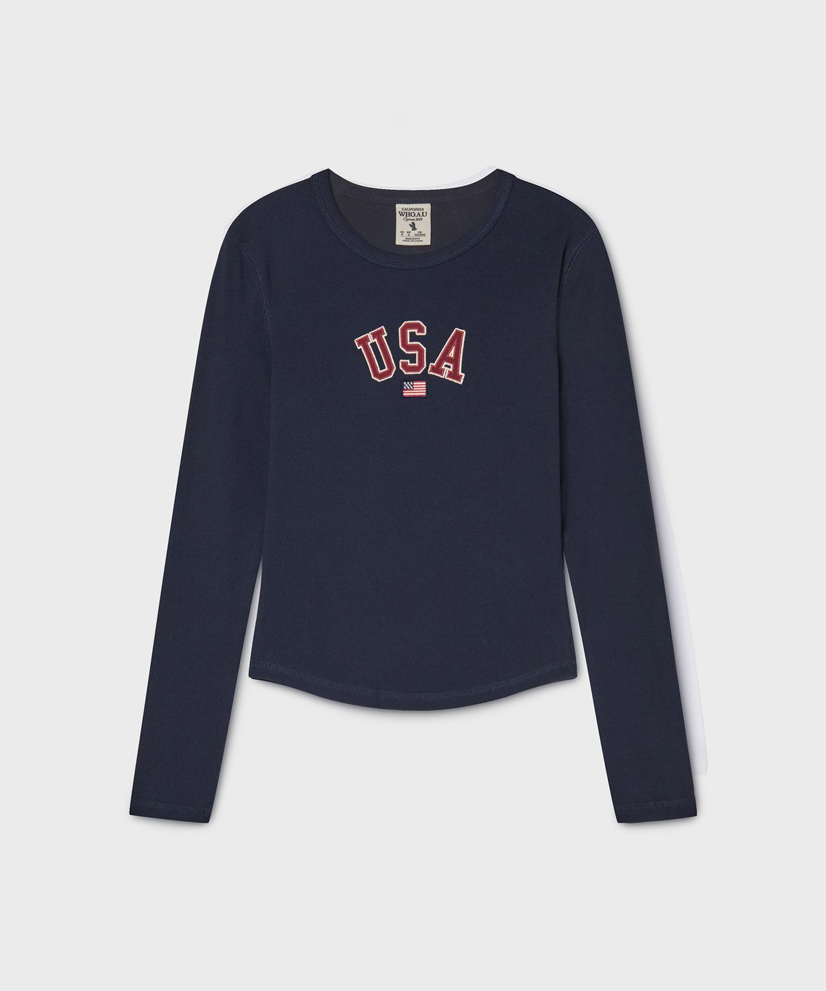 후아유(WHO.A.U) USA Ribbed Crew-neck T-shirt / WHLAG2292F