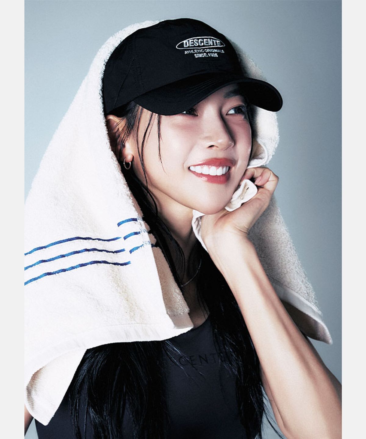 데상트(DESCENTE) 그래픽 우븐 볼캡 블랙 SR123UCP1D