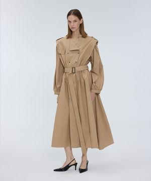 Puff sleeve trench coat dress