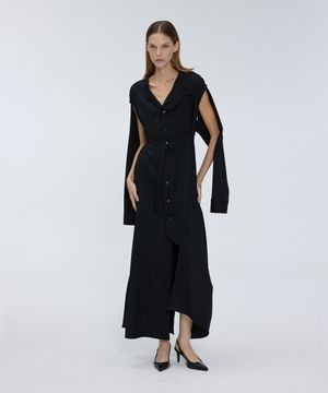 Off-sleeve long shirt dress
