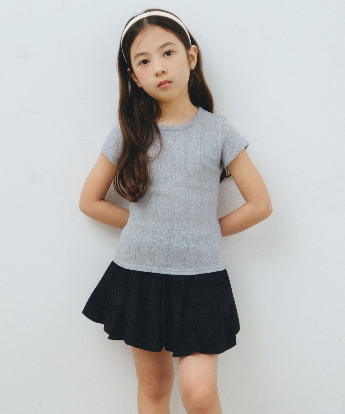 무신사 스탠다드 키즈(MUSINSA STANDARD KIDS) 포인텔 크루 넥 티셔츠 [멜란지 그레이]