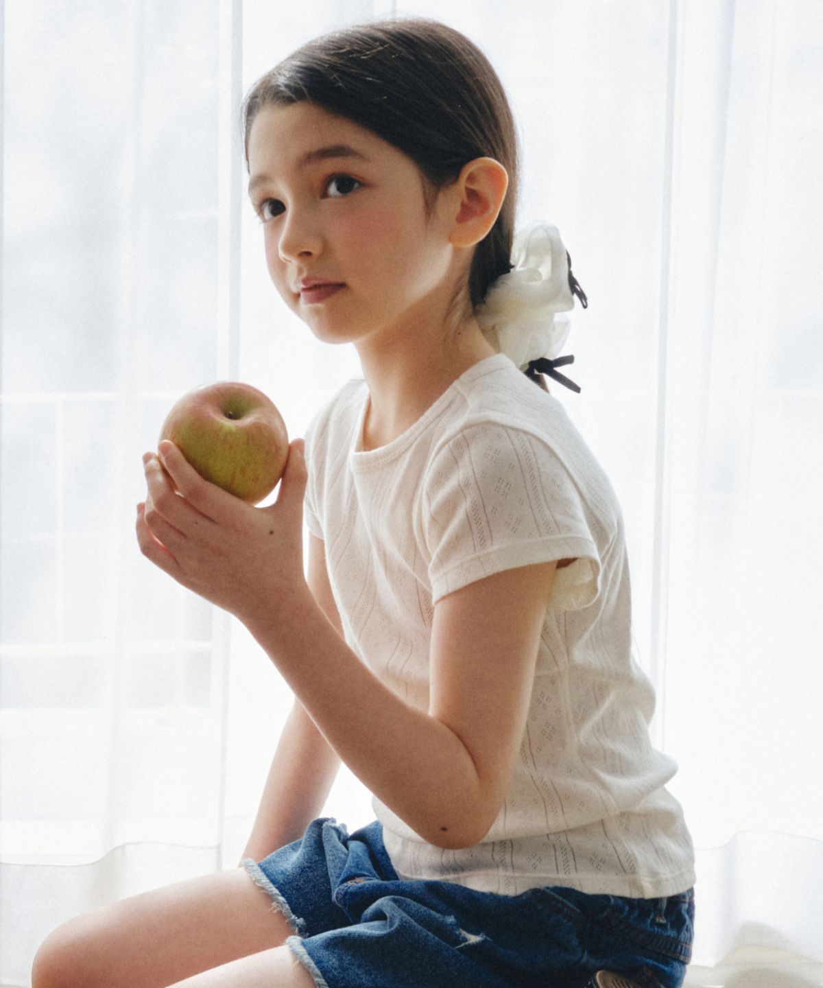 무신사 스탠다드 키즈(MUSINSA STANDARD KIDS) 포인텔 크루 넥 티셔츠 [크림]