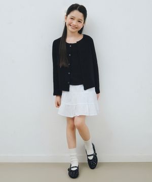 포인텔 슬리브리스 탑 가디건 세트 [블랙]