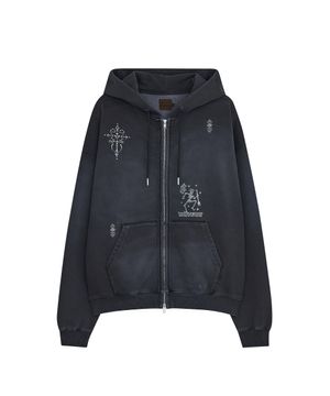STONE CROSS HOOD ZIP UP [NAVY]