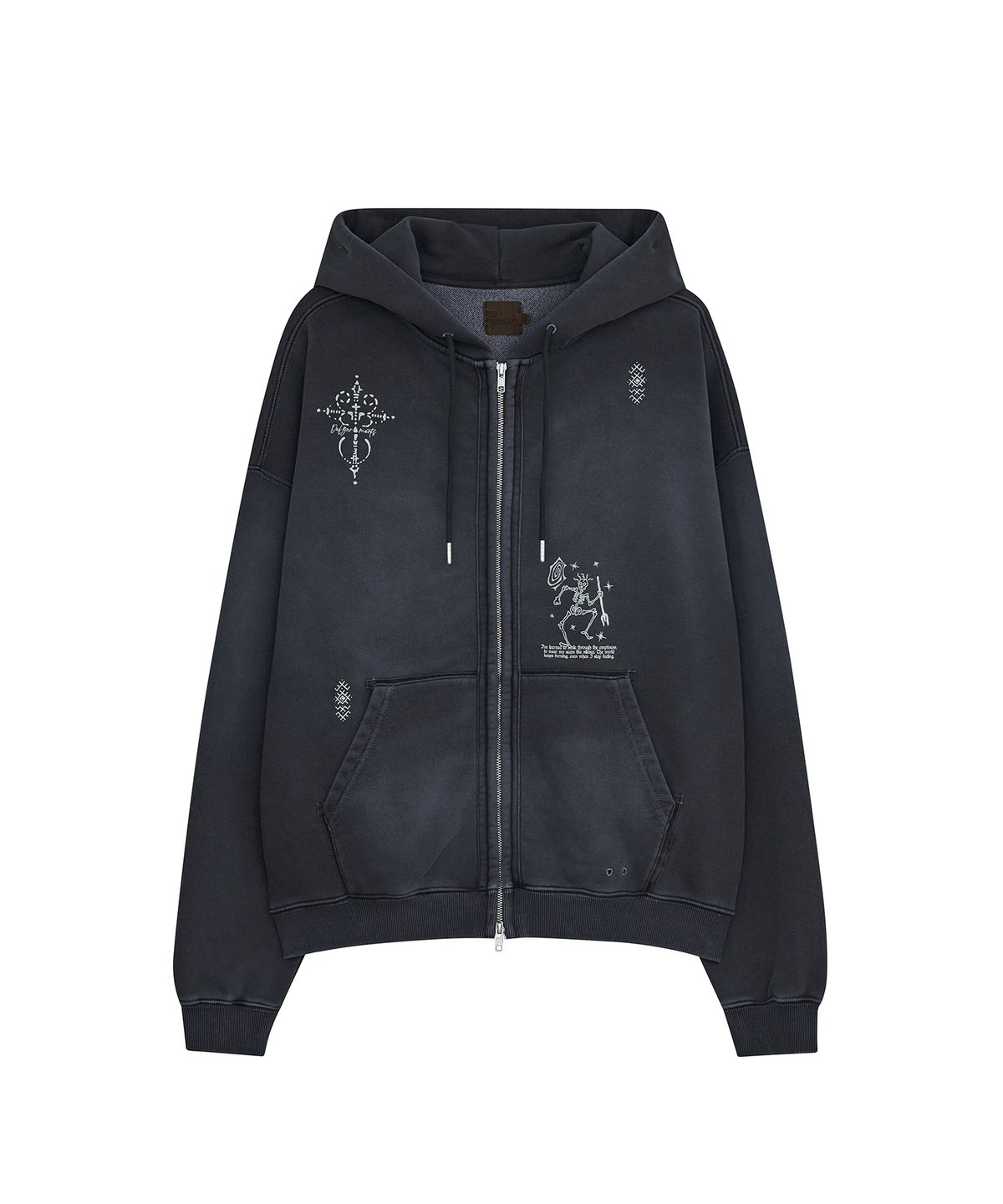 데프가먼츠(DEFGARMENTS) STONE CROSS HOOD ZIP UP [NAVY]