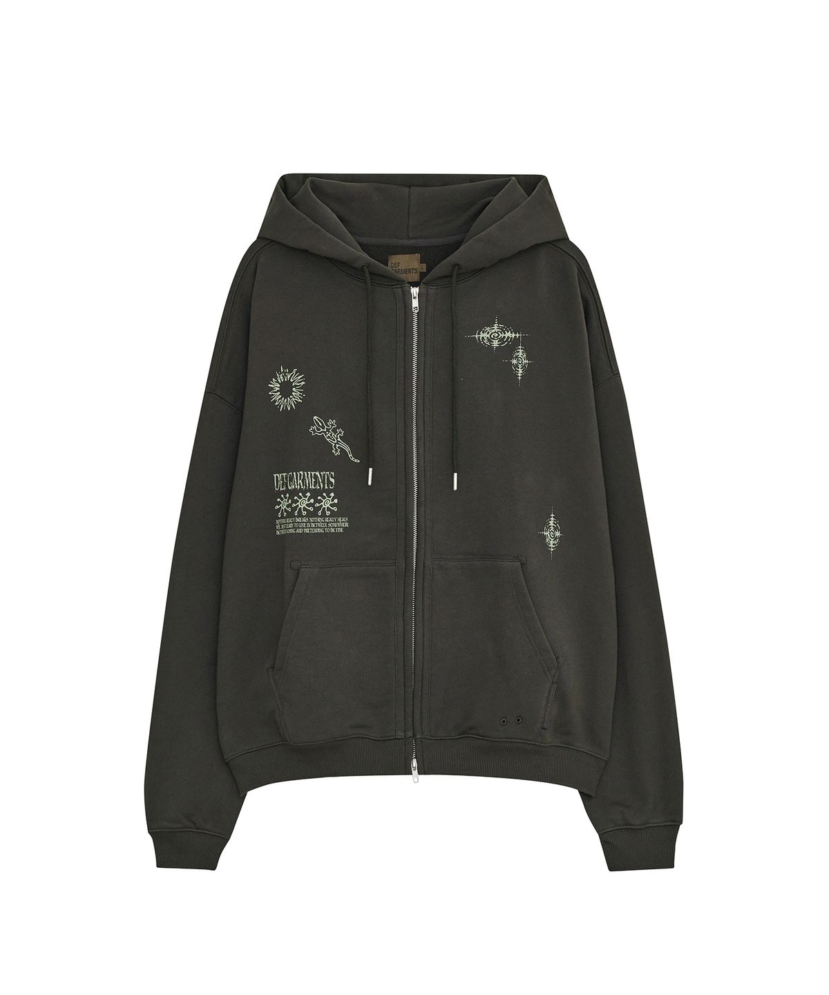 데프가먼츠(DEFGARMENTS) LIZARD DOODLE HOOD ZIP UP [CHARCOAL]
