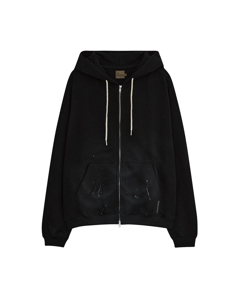 PAINTING BRUSHED HOOD ZIP UP [BLACK]