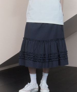 레이스 맥시 코튼 스커트 [다크 네이비]