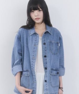 키르시 더블 포켓 하프 데님 자켓 [라이트 블루]