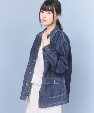 키르시 더블 포켓 하프 데님 자켓 [블루]