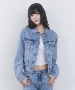 플레인 스탠다드핏 데님 자켓 [라이트 블루]