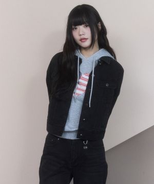 플레인 스탠다드핏 데님 자켓 [블랙]