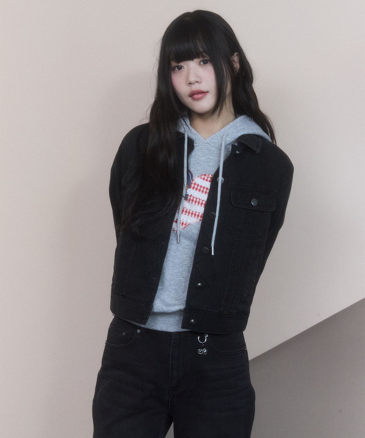 키르시(KIRSH) 플레인 스탠다드핏 데님 자켓 [블랙]